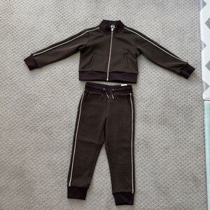 Michael Kors kid MK Brown Zip-Up Jacket and pants set with Logo Detail